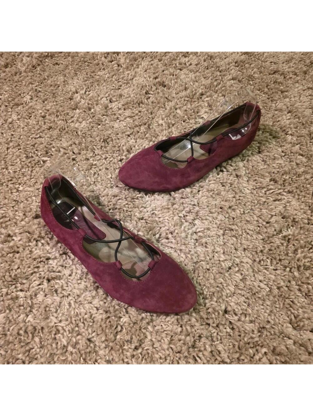 Earth Earthies Y2K Maroon Suede Leather ballet flats sz 8 US - Picture 1 of 8
